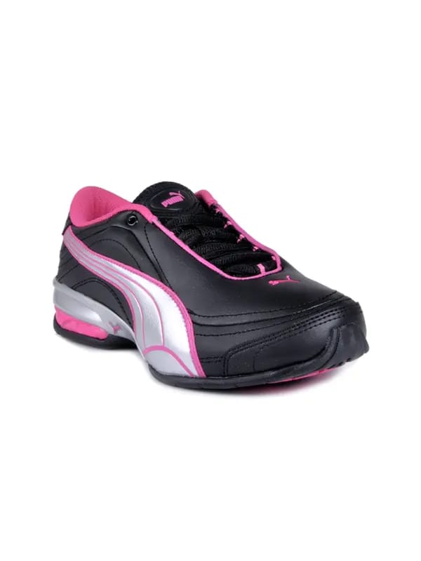 Puma Women Tazon Black Silver Pink Shoe
