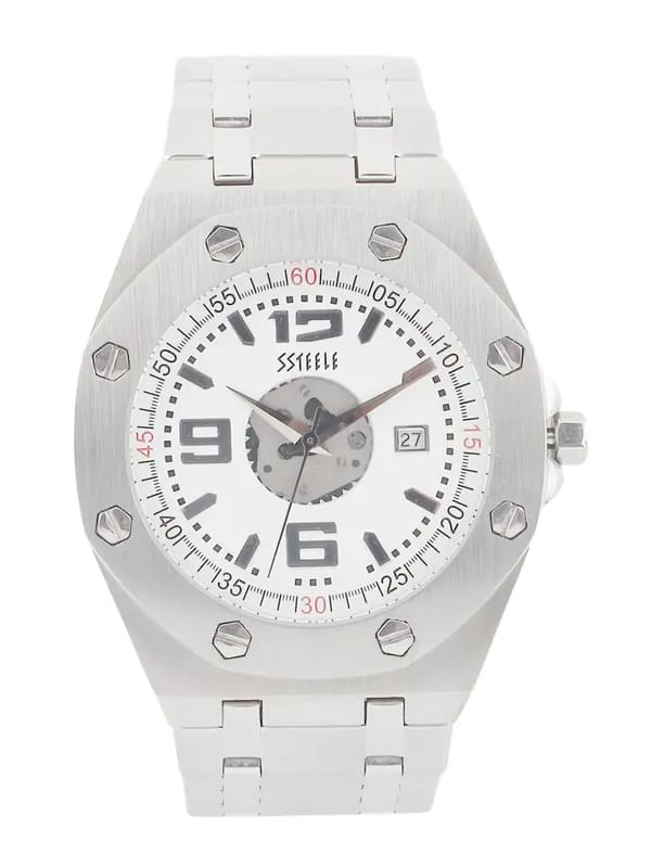 Maxima Ssteele Men White Dial Watch