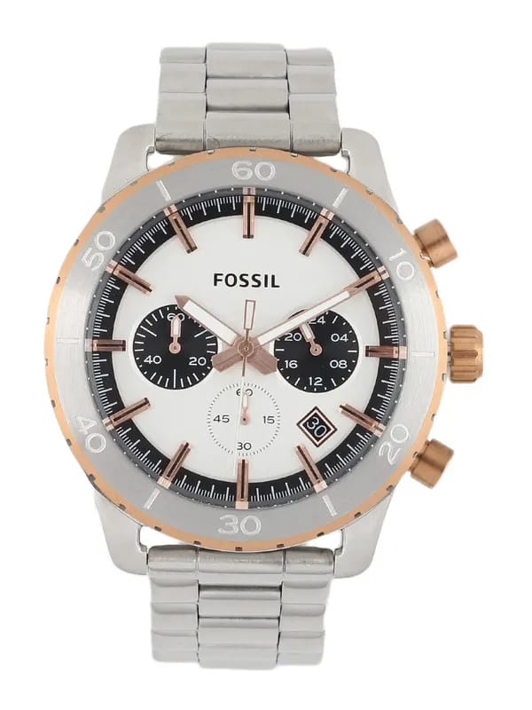 Fossil Men Silver Dial Analog Chronograph Watch CH2815