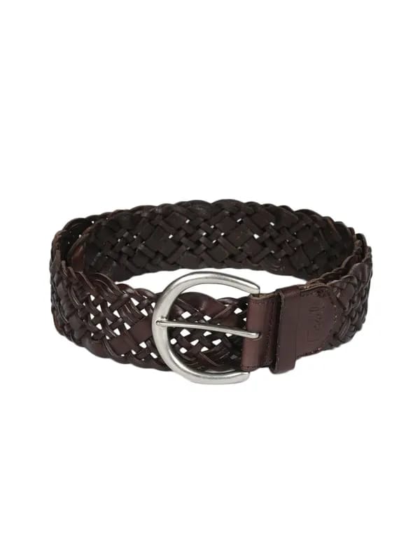 Fossil Women Brown Huarache Weave Belt