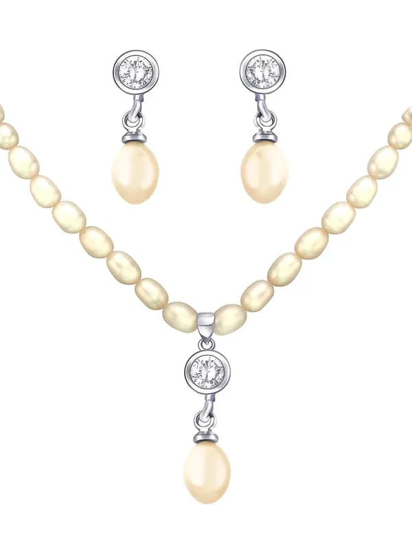 Miki Pearl Women Ivory Jewellery Set