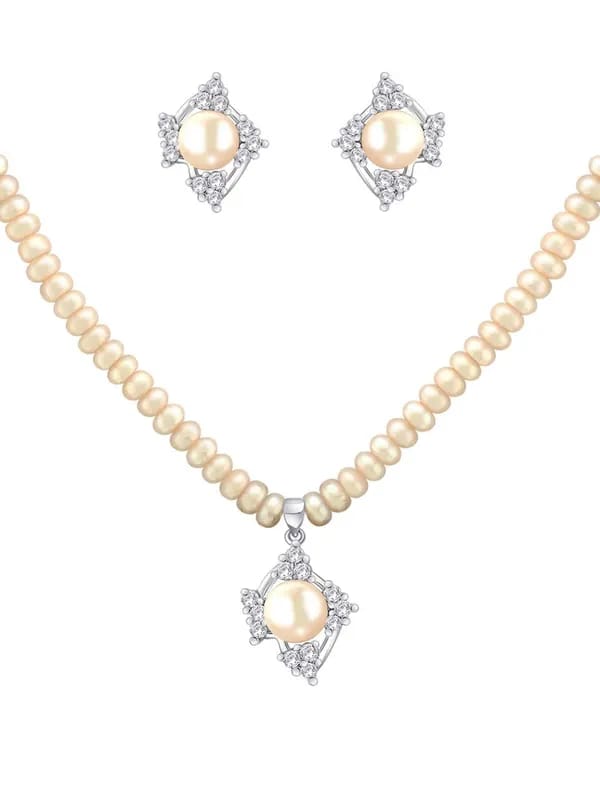 Miki Pearl Women Ivory Jewellery Set
