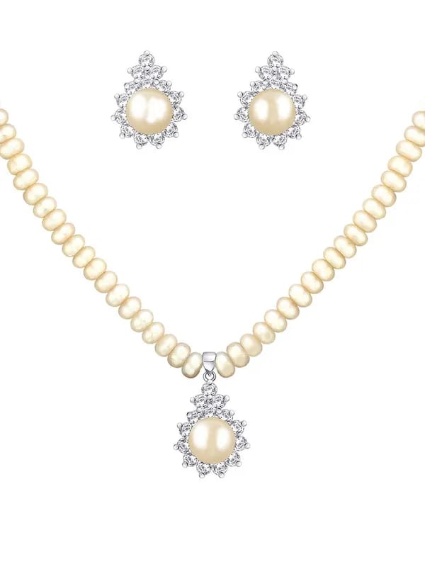 Miki Pearl Women Ivory Jewellery Set