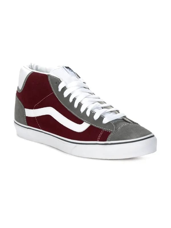 Vans Men Grey & Maroon Mid Skool 77 Shoes