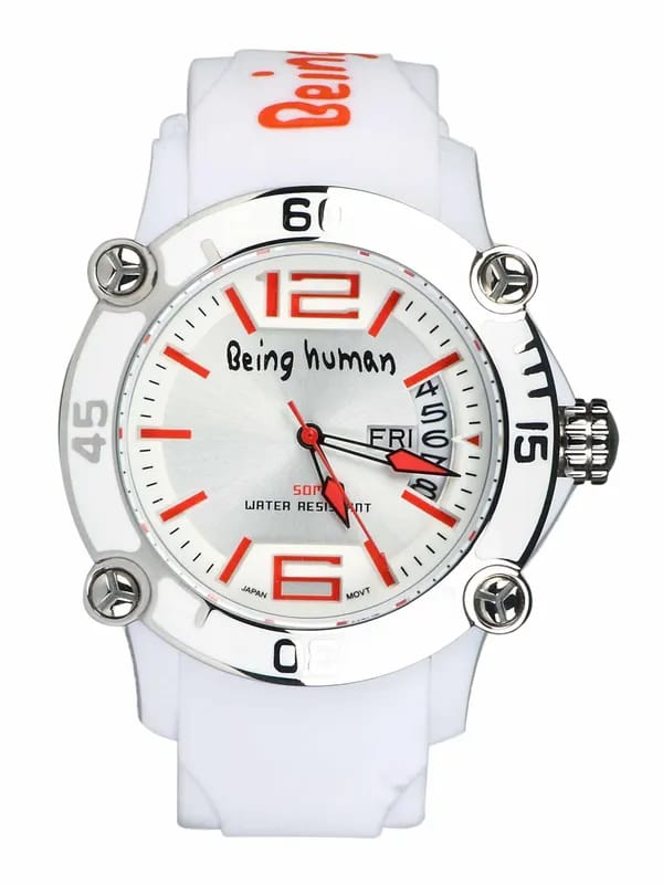 Being Human Women Silver Dial White Strap Watch