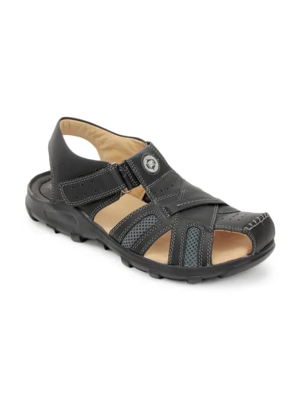 Red Chief Men Black Sandals