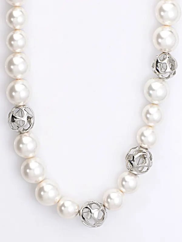 Lencia White Swarovski Pearl Necklace