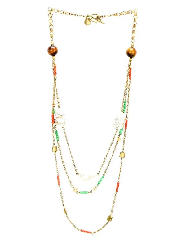 Ivory Tag Women Swirling Jazz Golden Coloured Necklace