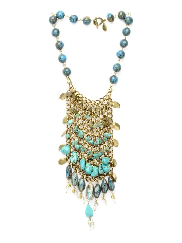 Ivory Tag Women Intermeshed Turquoise Blue Necklace