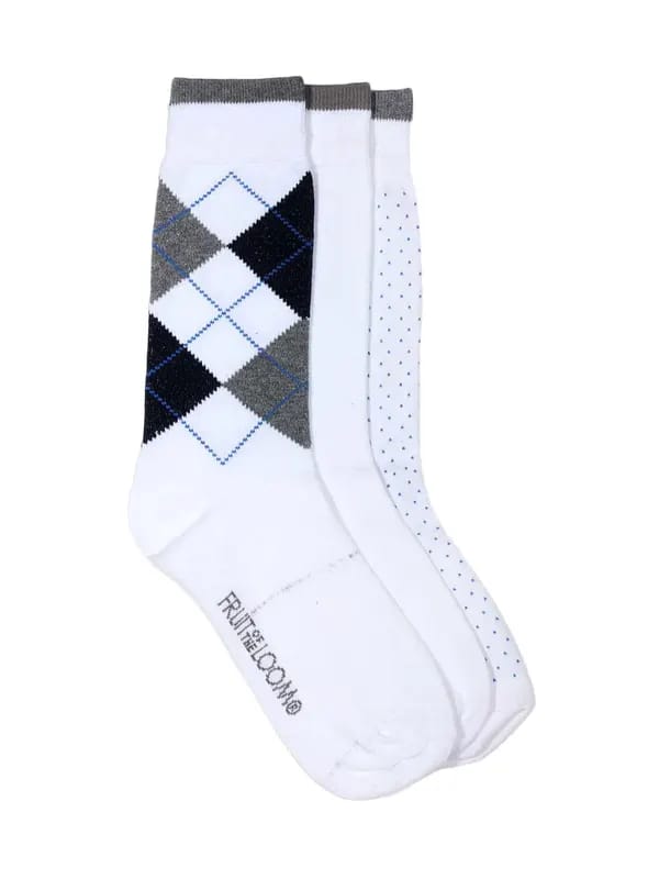 Fruit of the Loom Men White Pack of Three Socks