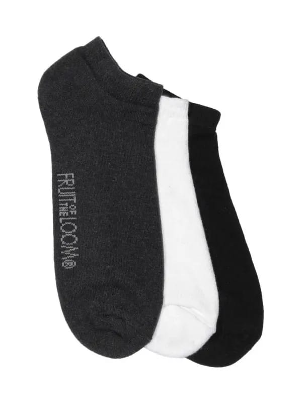 Fruit of the Loom Men Black and White Pack of Three Socks