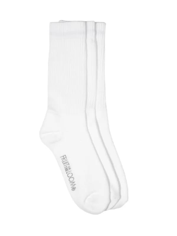 Fruit of the Loom Men White Pack of Three Socks