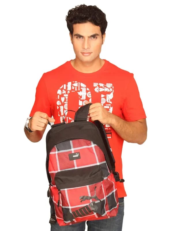 Puma Unisex Foundation Black Red Bagpack
